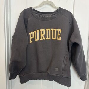 Press box Oversized Dark Gray Purdue Sweatshirt Sz Large Pockets Heavyweight